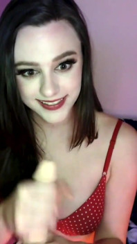 Dirty talking cam girl jerks huge cock