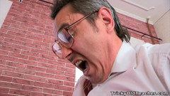 Tricky Old Teacher: Teacher Receives Wet Blowjob and Fucks Younger Student