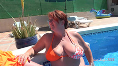 Aunt Judy's XXX: Posh Busty Cougar Jojo Seduces a Stud at the Pool