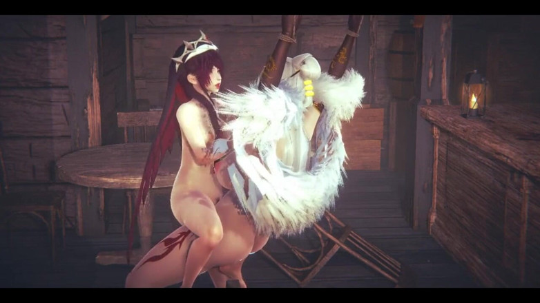 HentaiTubes: Hentai Impak Genshin - Seks Futanari Ninnguang dengan Rosaria Dalam Tavern -...