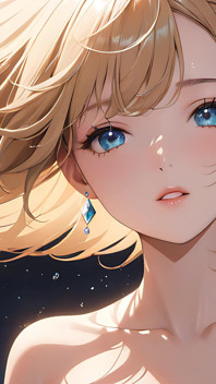 Weightless Serenity - Ai Girl Blinking Softly as Her Hair Floats in the Air