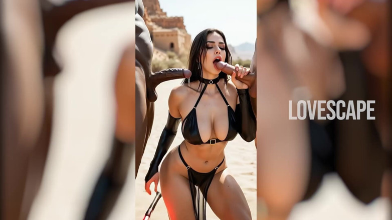 Lovescape: Brunette Desert DP: Stuffed by Two Massive Cocks