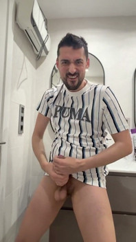 Hot Stepdaddy Wanking off in Public Bathroom
