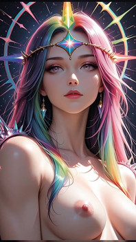 Shadow Oracle z Tęczowym Pryzmatem Kolce Cosmic Fantasy Beauty Ai Art Slideshow