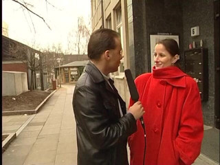 Lucky Cooch: Brunette german lady interviewed outdoors