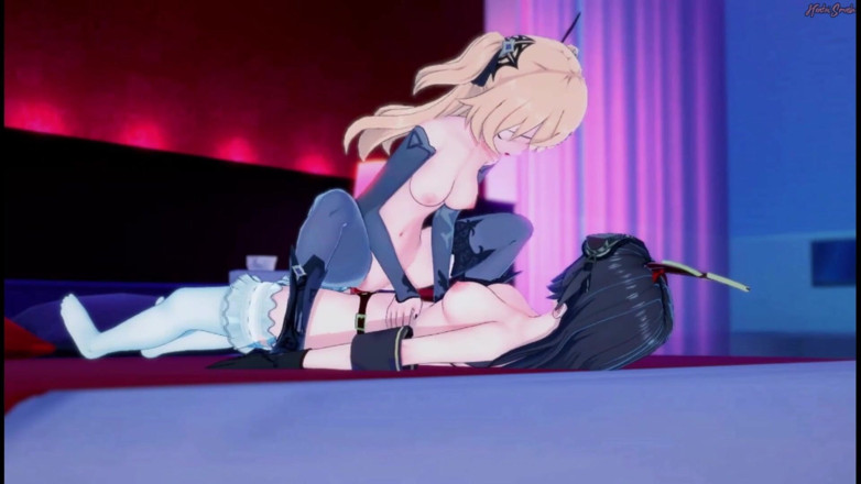 Hentai Smash: Genshin impact - Fischl and Amber have lesbian sex, fuck each...