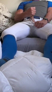 Alpha Baseball Player Jockdad87 Shoots a His Jock Cum in His Blue Gear