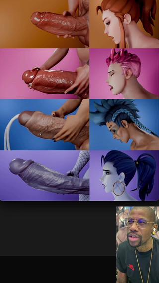 L6RD7BLU3 FUTA: Berbilang jalang transgender melancap dan memancut mani pada masa yang...