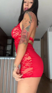 The Kitten Is Filming Herself Wearing This Cute Red Lingerie, Just to Show You How Sexy She Looks in It.