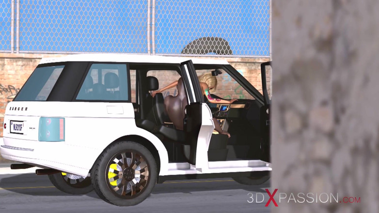 3dxpassion: Сексуальну блондинку-байкер жорстко трахає чорношкірий чоловік на відкритому повітрі