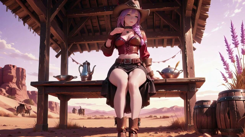 Tay Swift X: The Deadly Glance in the Desert Sunset. Shouldering a Rifle...