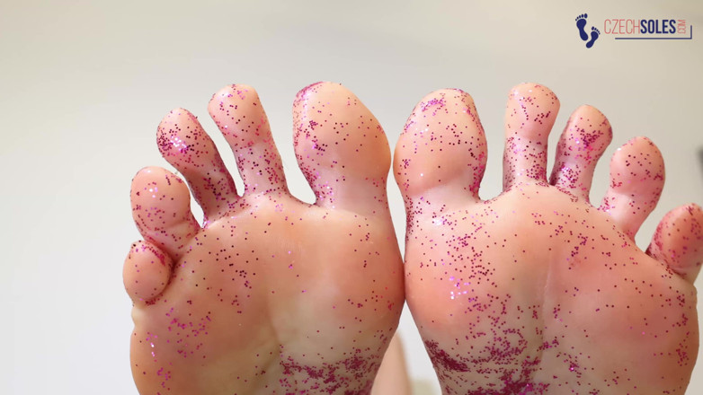 Czech Soles - foot fetish content: Sexy Ukrainian Glitter Feet POV Teasing