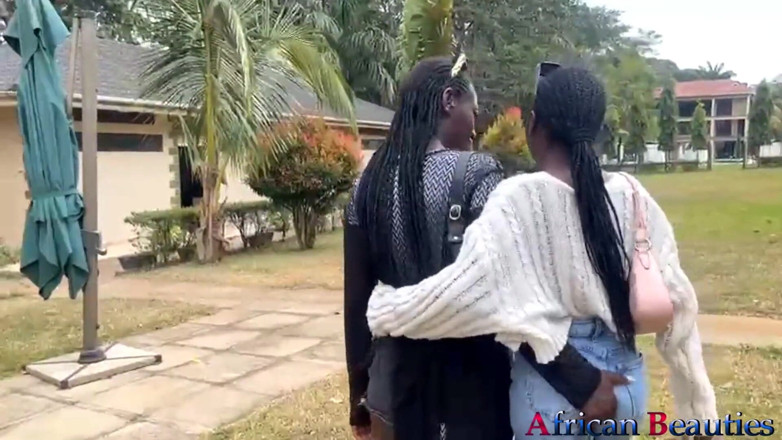 African Beauties: Two Lesbian Cuties Dildo Fuck in Public Park