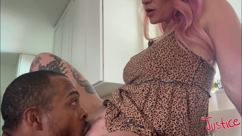Justice Trans: Big Tit Housewife Natalie Gives Hubby All of Her Pussy