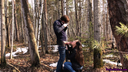PerfectHelen: Student blowjob and fucking with a photographer in the forest