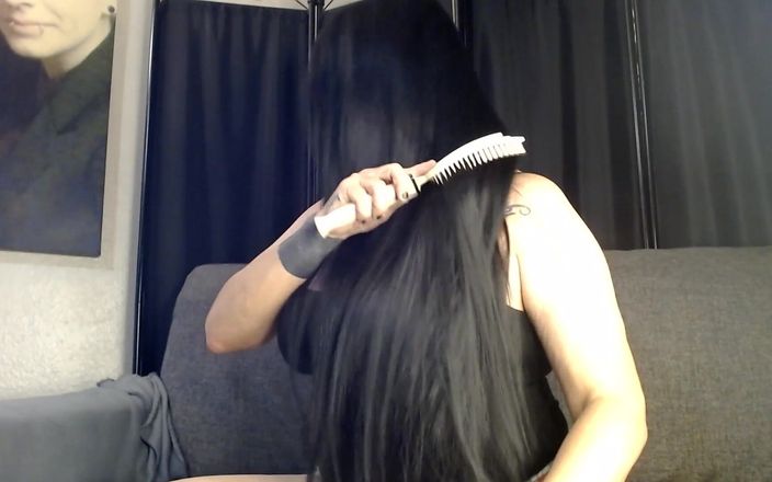 Abby Anna: Long Black Hair Brush Finger Brushing