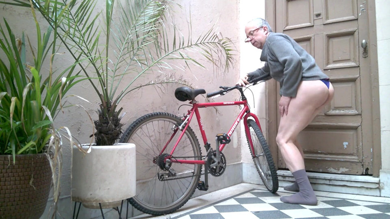 Dildo Man and Cross Hard Sex: On the bike playing