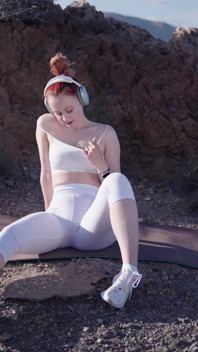 Redhead Peed in Mountains After Yoga Workout