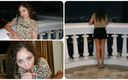 POV indian: Sexy teen college girl gives best balcony blowjob POV