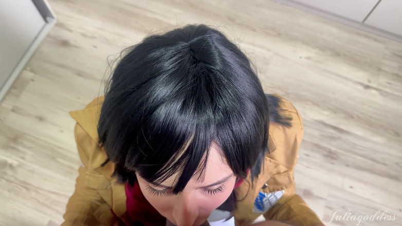 Shamelesscouple: Mikasa Cosplay, pipe - dirty talk et éjaculation sur la langue