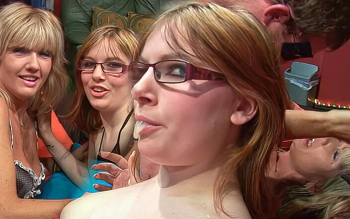 The Gangbang Club: Cumming over the teen and mature at the gangbang