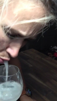 Nympho Nora and Lina Mila Collecting the Cum for Their Yummy Beverage