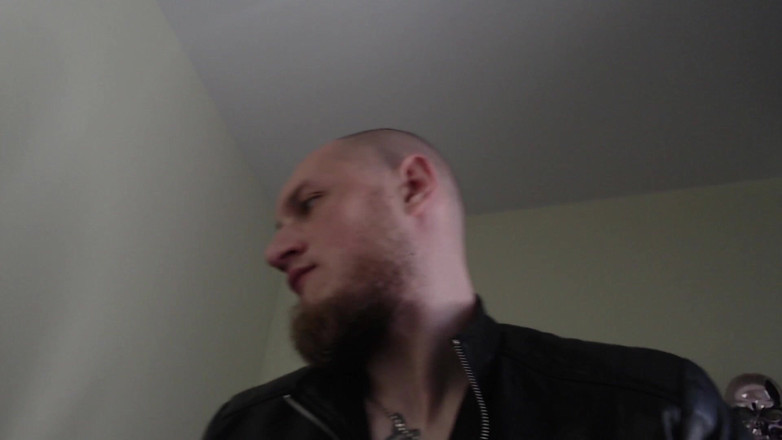 Hunky time: Master in the Leather Jacket Is Drooling