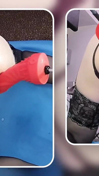 Big Dildo Anal Masturbation on the Fucking Machine
