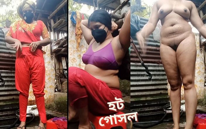 Modern Beauty: Bengalese hete dorp Bhabi in de badkamer. Douche naakt van...