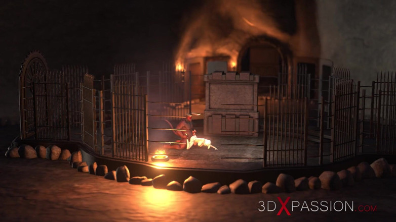 3dxpassion: Man-bull fucks a teen hard in the battle arena