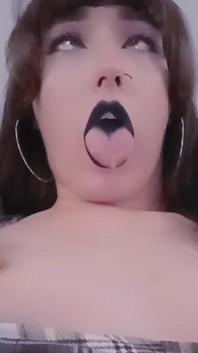 Bratty Goth Making Ahegao Face with Lots of Saliva