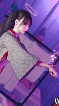 3D sexy japonská striptérka nahá její velká prsa