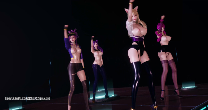 3D-Hentai Games: Popstars Ahri Akali Evelynn Kaisa nejlepší necenzurovaný 3D striptýz