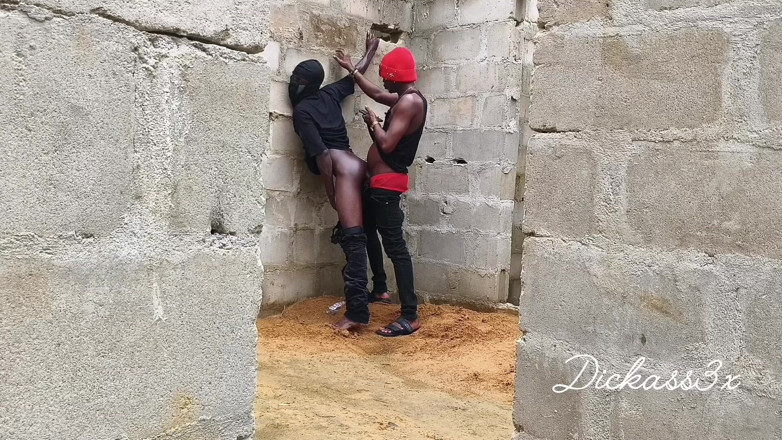 Dickass3x: Ébano slime cintura foi esmagado na parede de um prédio...