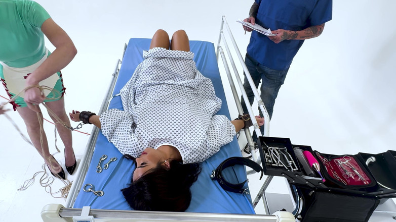 Latina Fetish: Latex Medical Play: Latina in Restraints, Gagged and Made to...