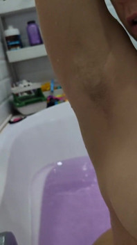 Wet Hairy Pussy, Hairy Legs and Armpits in the Bathtub
