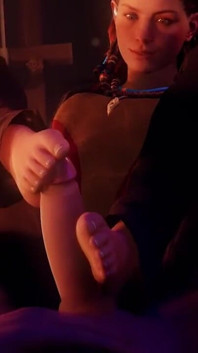 Aloy From Horizon Forbidden West Caressing a Hard Cock with Her Feet