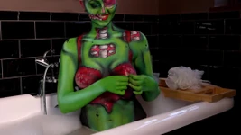 Baño de pintura corporal zombi