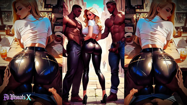 AI Visuals X: (4k) Ai 3D Animated - Hot Blonde Slut BBC Interracial Sucking and...