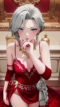Silver Queen on the Golden Throne! Red Silk, Lazy Gaze, and a Teasing Glance That Melts You