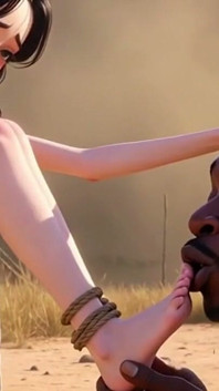Femme blanche attachée en Afrique - Homme africain se léchant les pieds
