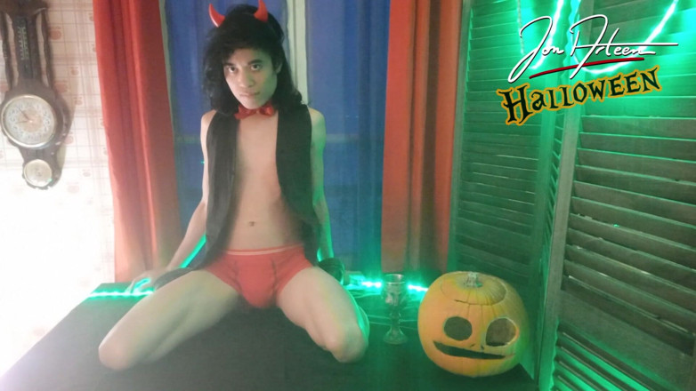 Jon Arteen: Twink Devil Jon Arteen Does Halloween Striptease, Crossdresses, Shows His...