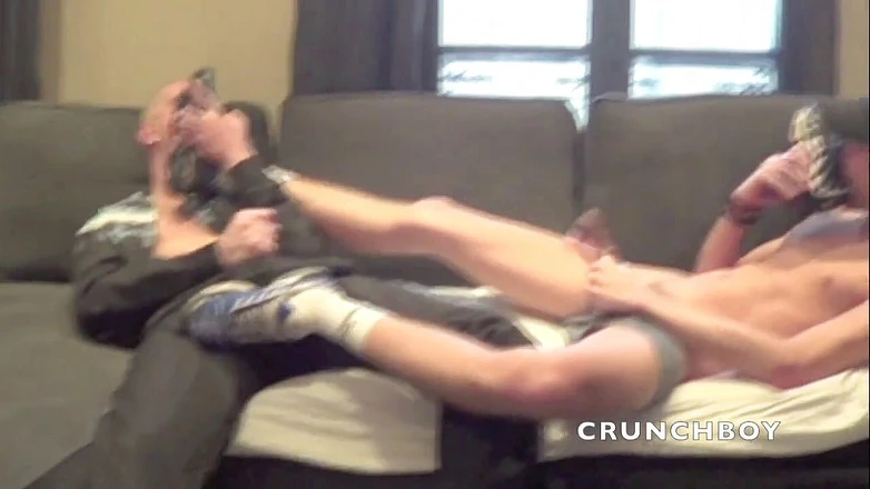 Sneaker gay: Sneaker submission on the sofa with scally boys