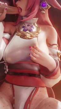 Yae Miko Sucking Cock Like a Porn Star Kissing the Tip Genshin Impact BJ Sex Hentai Tongue Licking