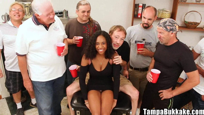 Tampa Bukkake: 18yo Ebony Beauty Ivy Young Big Tits Happy Gangbang Bukkake...
