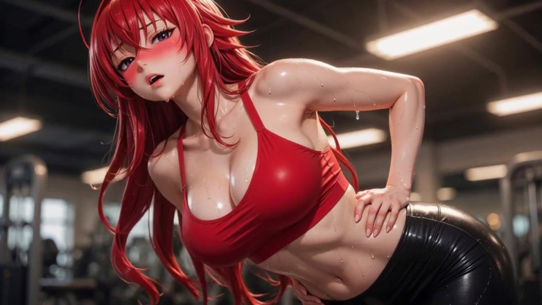 Ianimedia: Samling Ia Rias Gremory Gymträning Sensuell svett Glänsande Kropp