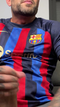 Handsome Spaniard Jerks off in the Barça Shirt