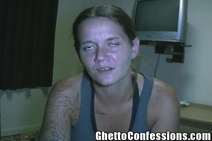 Ghetto Confessions: A horny brunette with cock in her hands does a...