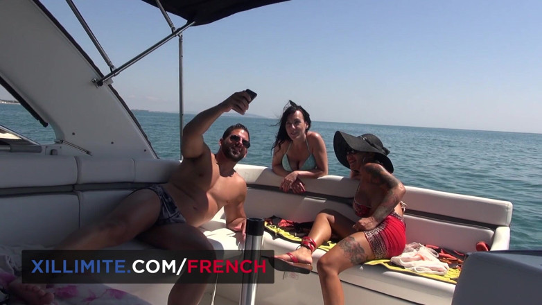 French girls at work: Anal sex on a yacht with busty brunette