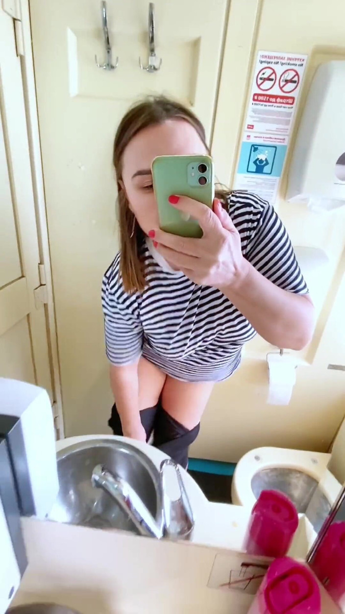 Ms Pee Piss: Train Journey on The Train, Went to A Public Toilet...